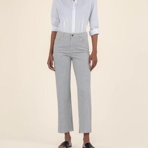 Kut from the Kloth Women's Straight Leg Pinstripe Jeans in Light Gray & White